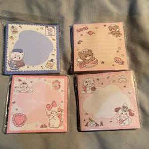 4 pack Kawaii themed sticky notes, cartoon animal notepad