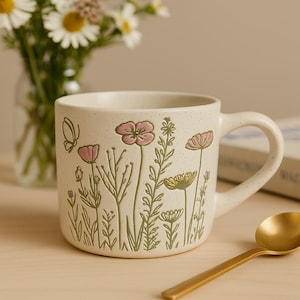 Wildflower Garden Ceramic Mug – Limited Restock Cottagecore Floral Coffee & Tea Cup