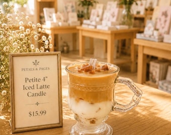 Petite Iced Coffee Candle | Petite Latte Cup Candle | Realistic Latte Candle Gift for Coffee Lovers | 4” Tall Coffee Candle