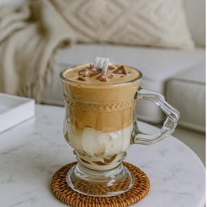 Iced Coffee Candle | Petite Latte Cup Candle | Realistic Latte Candle Gift for Coffee Lovers | 4” Tall Coffee Candle