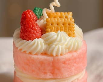 Mini Cake Candle | Pink Vanilla Scented Dessert Candle| Bookish Cottagecore Gift | Cute Birthday Gift