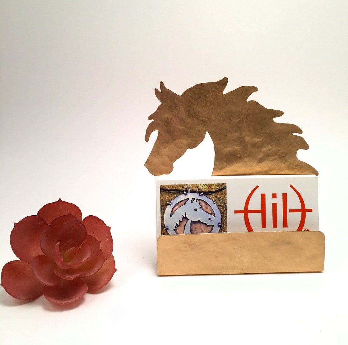 Horse Head Business Card Holder Copper Desk Accessory Horse Etsy