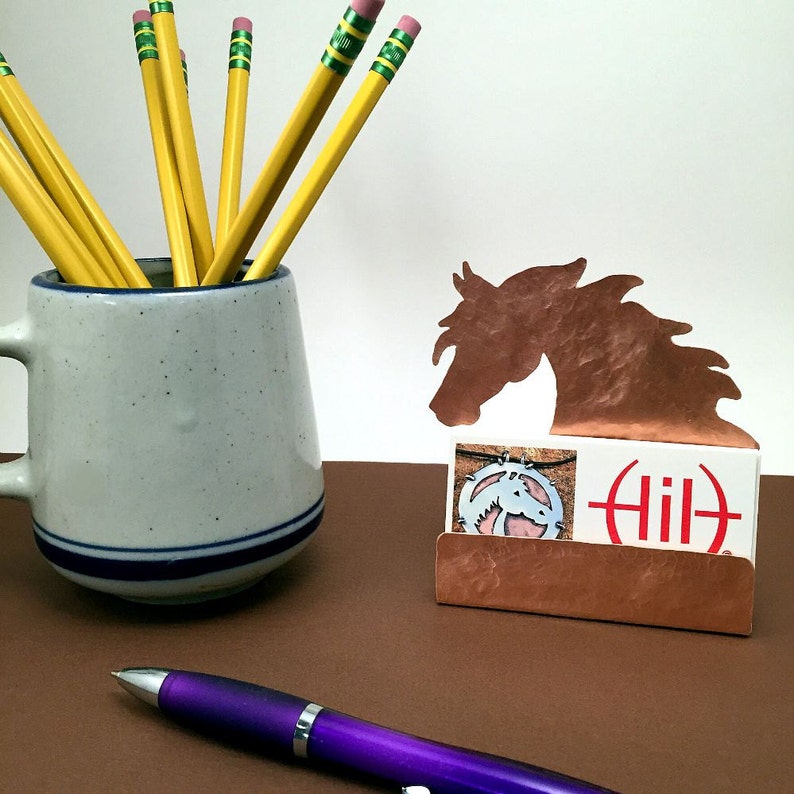 Horse Head Business Card Holder Copper Desk Accessory Horse Etsy