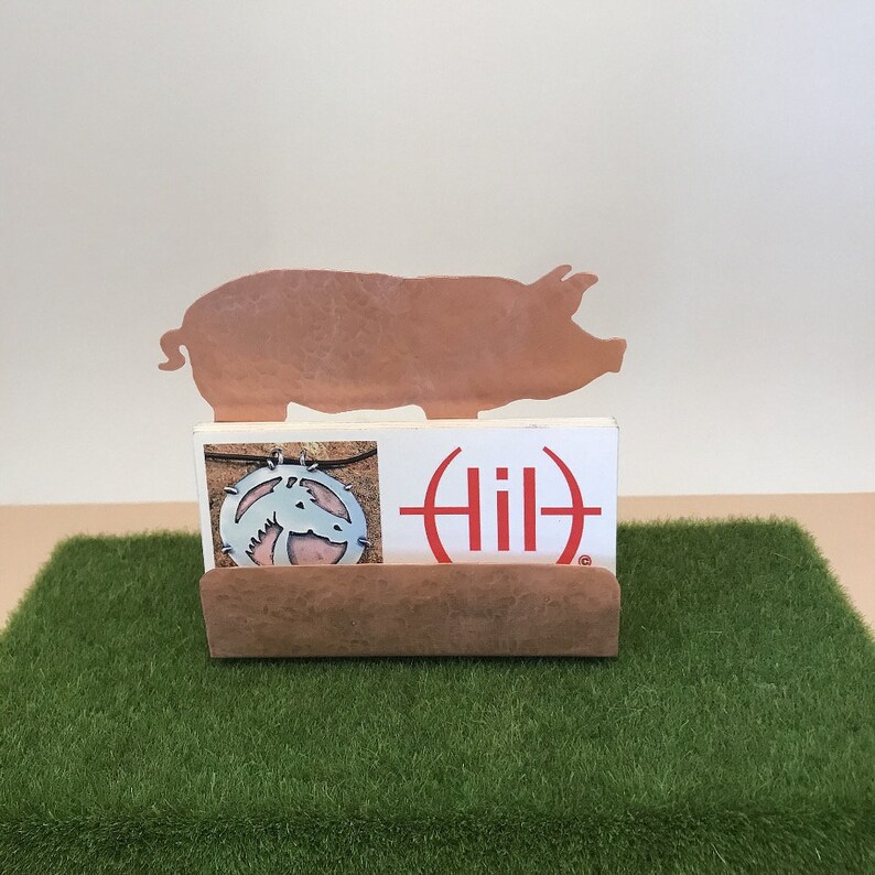 Pig Business Card Holder Hog Copper Desk Accessory Pork Gift Etsy