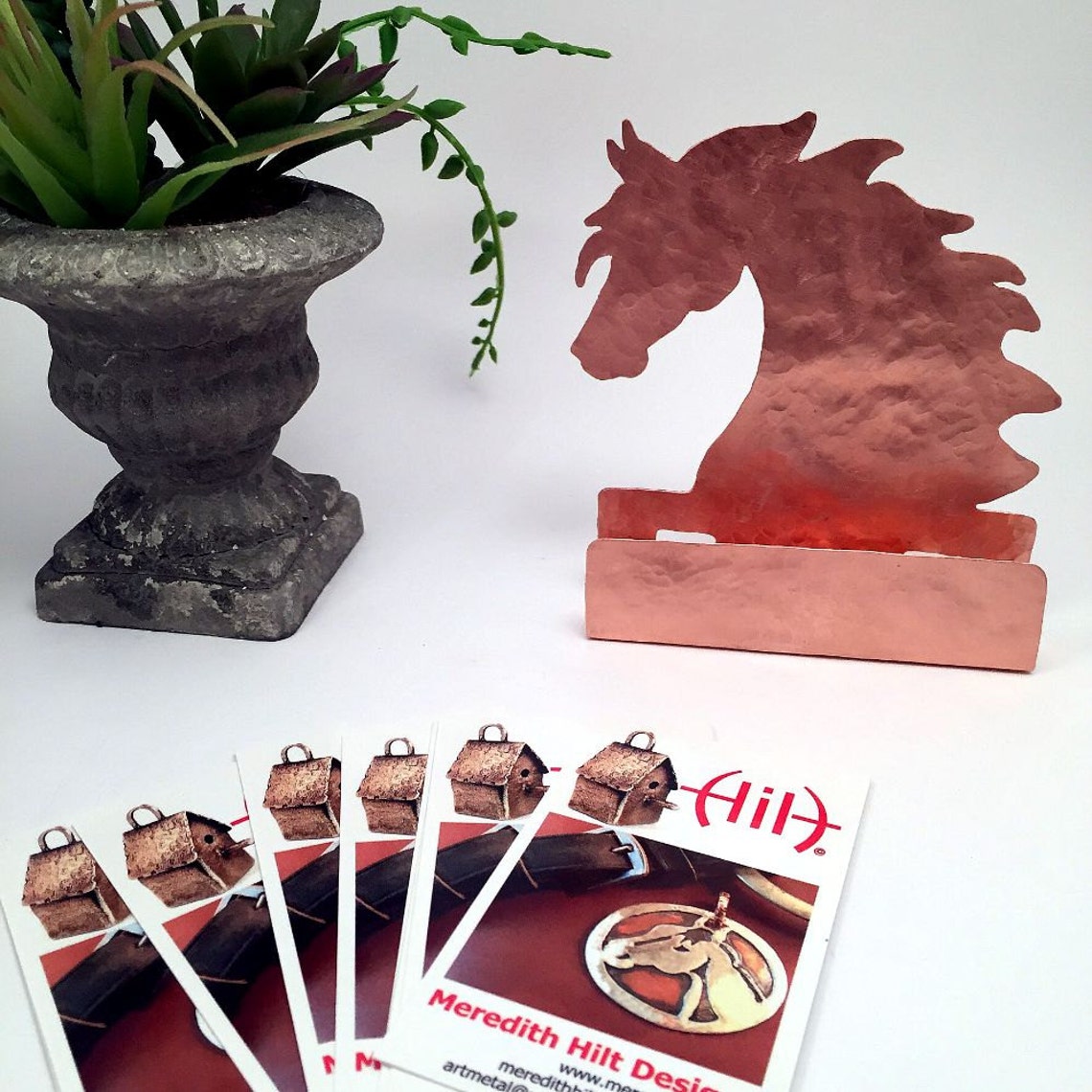 Horse Head Business Card Holder Copper Desk Accessory Horse Etsy