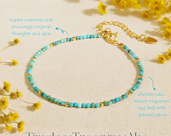 AA+ Grade Turquoise 2mm Bead Bracelet | Healing Crystal Gemstone Bracelet | Stone of Protection | Minimalist Women Delicate Crystal Bracelet