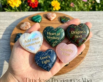 Personalized Heart Shape Carved Stone Memorial Gift, Custom Engraved Stone - Home Decor