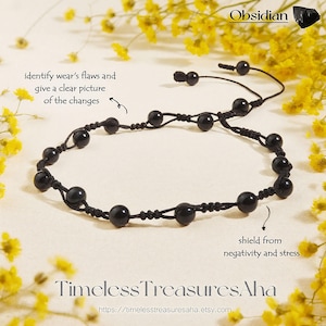 Black Obsidian Black String Luck Anklet | Healing Strength Protection Anklet | Dainty Minimalist Summer Surfer Anklet for Women men