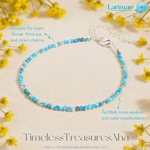 Natural Larimar Blue Crystal Bracelet | Healing Balance Calming Bracelet | Minimalist Dainty Bracelet for Stacking | Gift for her