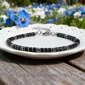 Black Tourmaline & Hematite Bracelet  | Chakra Energy Healing Protection Relieves Stress Anxiety Bracelet , Gift For Men Women