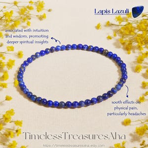 Natural Lapis Lazuli Bracelet | 4mm Beads Stretch Women Friendship Blue Bracelet for Stacking | Healing Protection Balance Bracelet