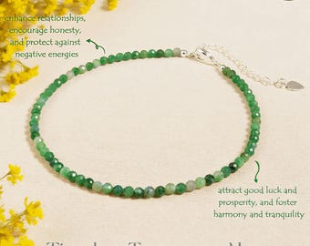 Grünes Jade-Fußkettchen / echtes AA-Grade grüne Jade Perlen-Fußkettchen / Heilung Balance-Fußkettchen / Zierliches Minimalist-Frauen-Armband-Fußkettchen
