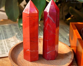 Natural Red Jasper Obelisk - Healing Chakra Gemstone Point Tower-  Witch Altar Decoration - Crystal Gift Collection
