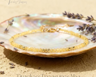 Natural Citrine 2mm Subtle Beads Bracelet | Healing Calming Inner Peace Bracelet | Dainty Stunning Crystal Bracelet | Gift for her