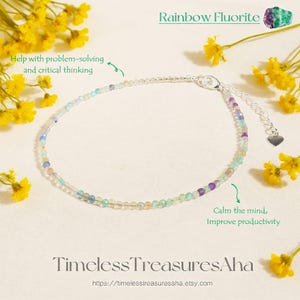 Fluoriet enkelband paars groen kristal 2 mm facetkralen / genezende enkelband / sierlijke minimalistische vrouwen zomer strand boho enkelband / cadeau voor haar