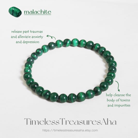 Braccialetto Elastico Donna Con Perline In Turchese E Malachite
