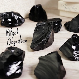 Pezzi di ossidiana nera naturale, pezzi di cristallo grezzo, rocce minerali di ossidiana grezza, pietra di ossidiana, regalo da collezione di cristalli, decorazioni di cristallo