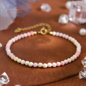 Sierlijke armband met facetkralen van 3 mm voor dames | Roze koningin schelpkralen armband | Stapelarmband voor dames | Cadeau voor haar