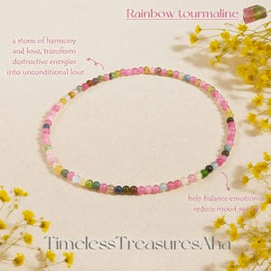 Rainbow Watermelon Tourmaline Bracelet | 2mm Subtle Beads Stretch Bracelet| Healing Calming Protection Bracelet | Stone of Harmony