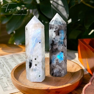 Rainbow Moonstone Crystal Point Tower- Healing Chakra Witchy Crystal Obelisk- ' AA ' Grade Moonstone Crystal Point, Height: 3-4in