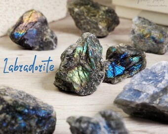 Trozos de labradorita natural auténtica, trozos de cristal de gema en bruto, rocas minerales de labradorita, piedra de labradorita, regalos de colección de cristales