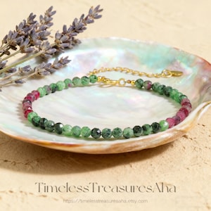 Ruby in Zoisite Bracelet | Healing Balance Calming Bracelet | Dainty Minimalist 3mm Ruby Zoisite Faceted Beads for Stacking