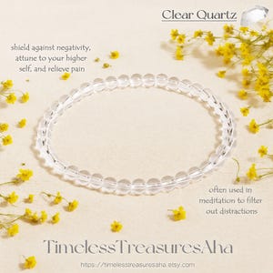 Natural Clear Quartz Bracelet | 4mm Round Beads Crystal Stretch Bracelet for Stacking | Healing Grounding Balance Meditation Bracelet