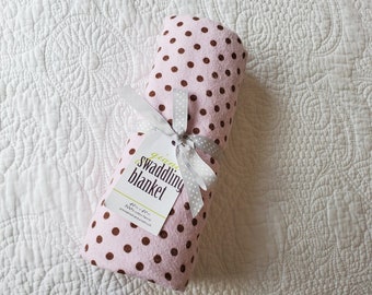 Chocolate Dots on Pink    Giant Swaddling Blanket