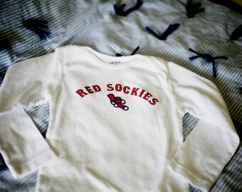 Red Sockies Baby Bodysuit (sizes newborn to 24 months)