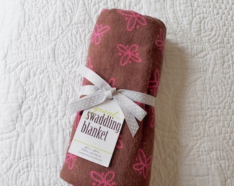 Mod Pink Flowers Giant Swaddling Blanket