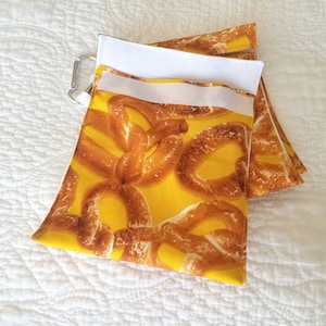 Set of 3 Pretzels and Mustard Reusable Snack Bags