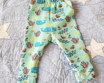 Under the Sea baby leggings (sizes newborn to 24 months)