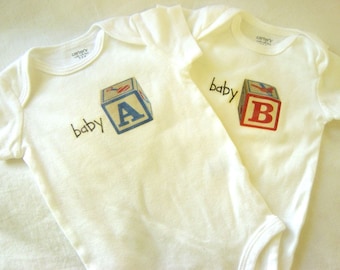 Baby A and Baby B Baby Bodysuits (sizes preemie to 24 months)