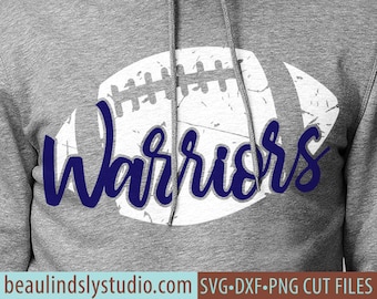 Warriors Football SVG File, Grunge Warrior SVG, DIY Football Mom Shirt, Grunge Football svg File For Silhouette, svg File For Cricut Project