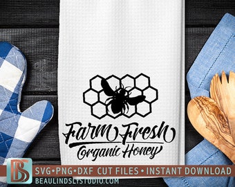 Honey Bee SVG, Pure Organic Honey, Honeycomb, Bumble Bee SVG, Farm Fresh Honey SVG File For Silhouette Pattern, svg File For Cricut Project