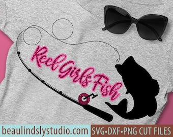 Arquivo SVG de pesca para meninas, anzol de pesca SVG, SVG de peixe, Reel Girls Fish svg, Cricut svg, arquivo svg para Silhouette, arquivo svg para projetos Cricut