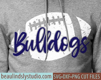 Bulldogs Football SVG File, Grunge Bulldog SVG, DIY Football Mom Shirt, Grunge Football svg File For Silhouette, svg File For Cricut Project