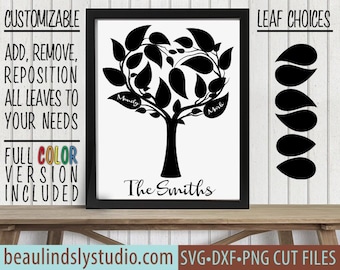 Family Tree SVG, Customize Leaf Positions, Personalize Leaves, DIY Wedding Gift - Anniversary Gift, svg File For Cricut, svg For Silhouette