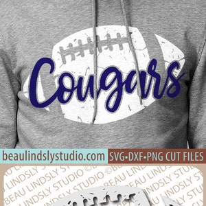 Cougars Football SVG File, Grunge Cougar SVG, DIY Football Mom Shirt, Grunge Football svg File For Silhouette, svg File For Cricut Project