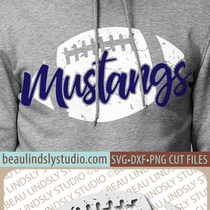 Mustangs Football SVG File, Grunge Mustang SVG, DIY Football Mom Shirt, Grunge Football svg File For Silhouette, svg File For Cricut Project image 1