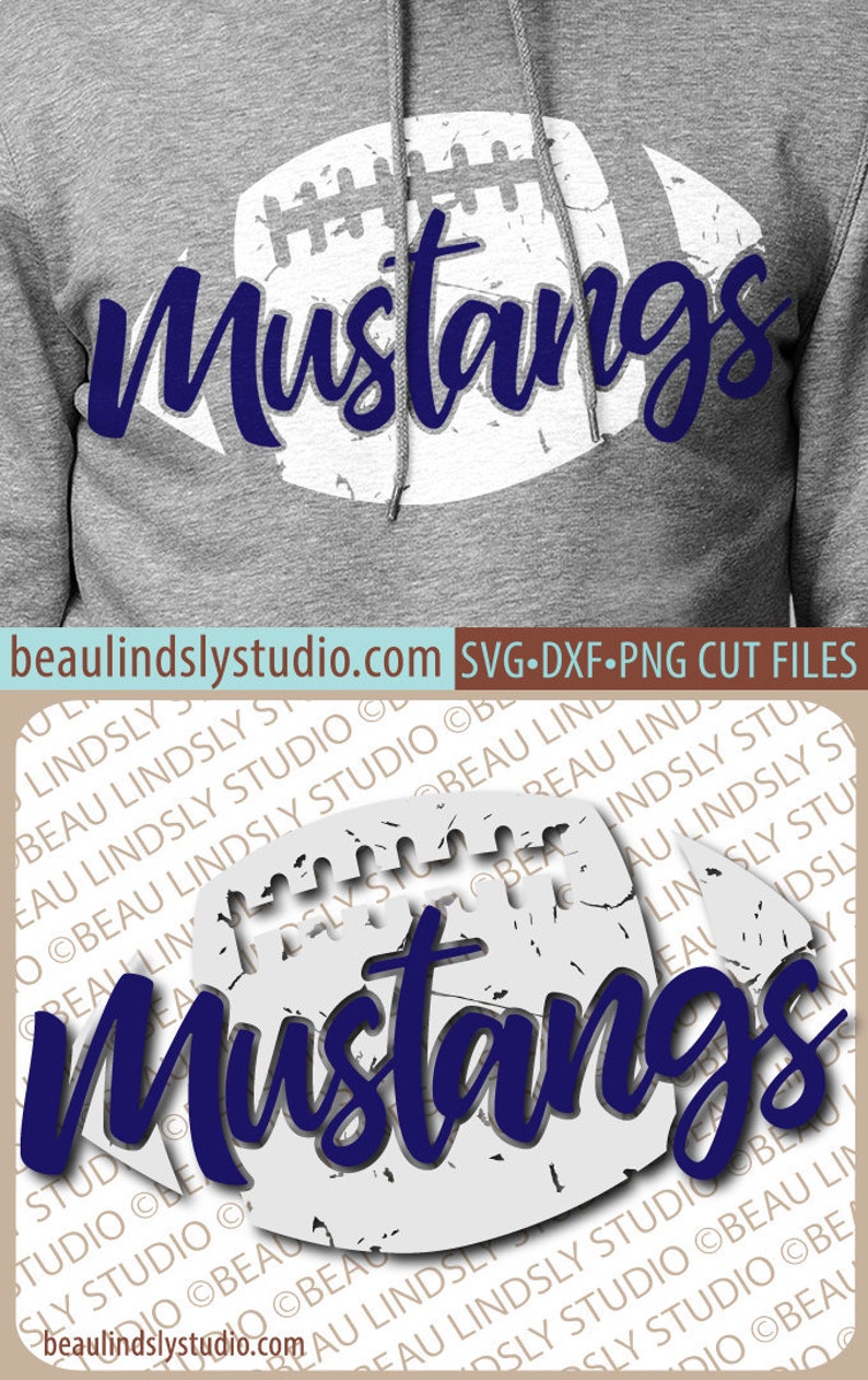 Mustangs Football SVG File, Grunge Mustang SVG, DIY Football Mom Shirt, Grunge Football svg File For Silhouette, svg File For Cricut Project image 1