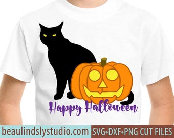 Halloween Black Cat SVG File, Jack O Lantern SVG For Cricut Project, Halloween svg File For Silhouette Pattern, Halloween DIY Decor