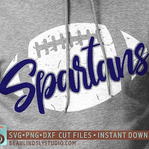 スパルタンズ フットボール SVG ファイル、グランジ スパルタンズ SVG、DIY フットボール ママ シャツ、シルエット用グランジ フットボール SVG ファイル、クリカット用 SVG ファイル