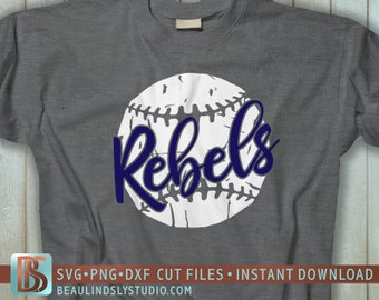 Rebels Baseball SVG, Rebels Softball SVG, Little League Rebels, Grunge Rebels Baseball SVG For Cricut Projects, svg For Silhouette
