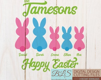 Easter Bunny SVG, Easter SVG, Stick Figure Family SVG, svg File For Silhouette Pattern, svg File For Cricut Projects, Easter Bunnies svg