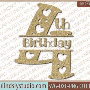 Meisjes 4e verjaardag SVG Bestand, Gelukkige 4e Verjaardag SVG, Verjaardag Wensen SVG, Verjaardag Meisje svg Bestand Voor Silhouet, svg Bestand Voor Cricut project