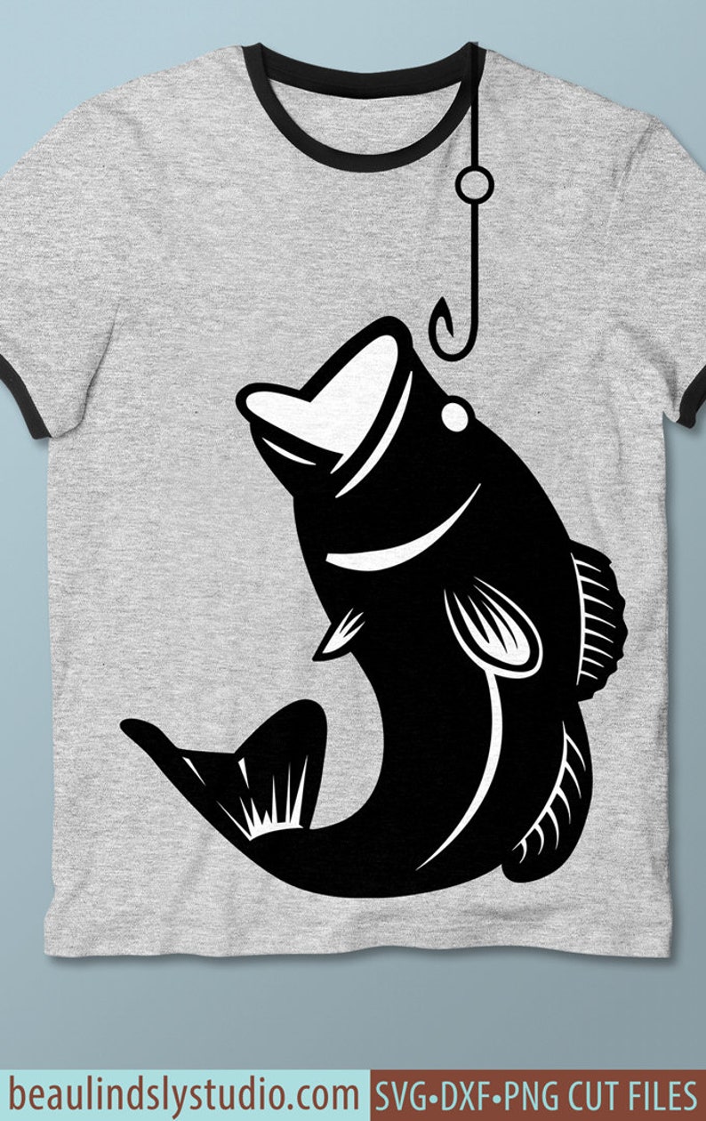 Download Large Mouth Bass SVG File Bass Fish SVG Fishing Hook SVG | Etsy