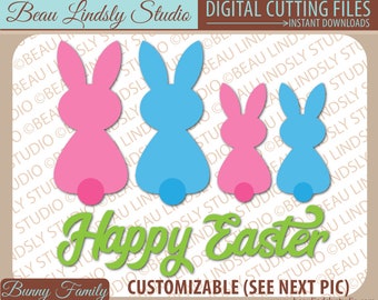 Easter Bunny Family Clip Art SVG, Easter SVG, Stick Figure Clip Art, SVG File For Silhouette, svg File For Cricut Projects, svg Format File