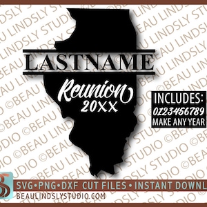 Aangepaste Illinois Family Reunion SVG Cutting File, Illinois SVG, Family Reunion T Shirt SVG, Cricut svg File Format, svg bestand voor Silhouette