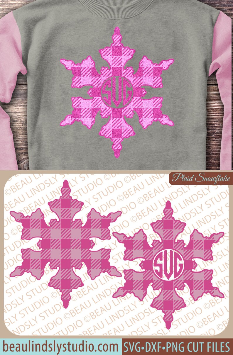 Download Snowflake Monogram SVG Plaid Snowflake SVG File Snowflake ...